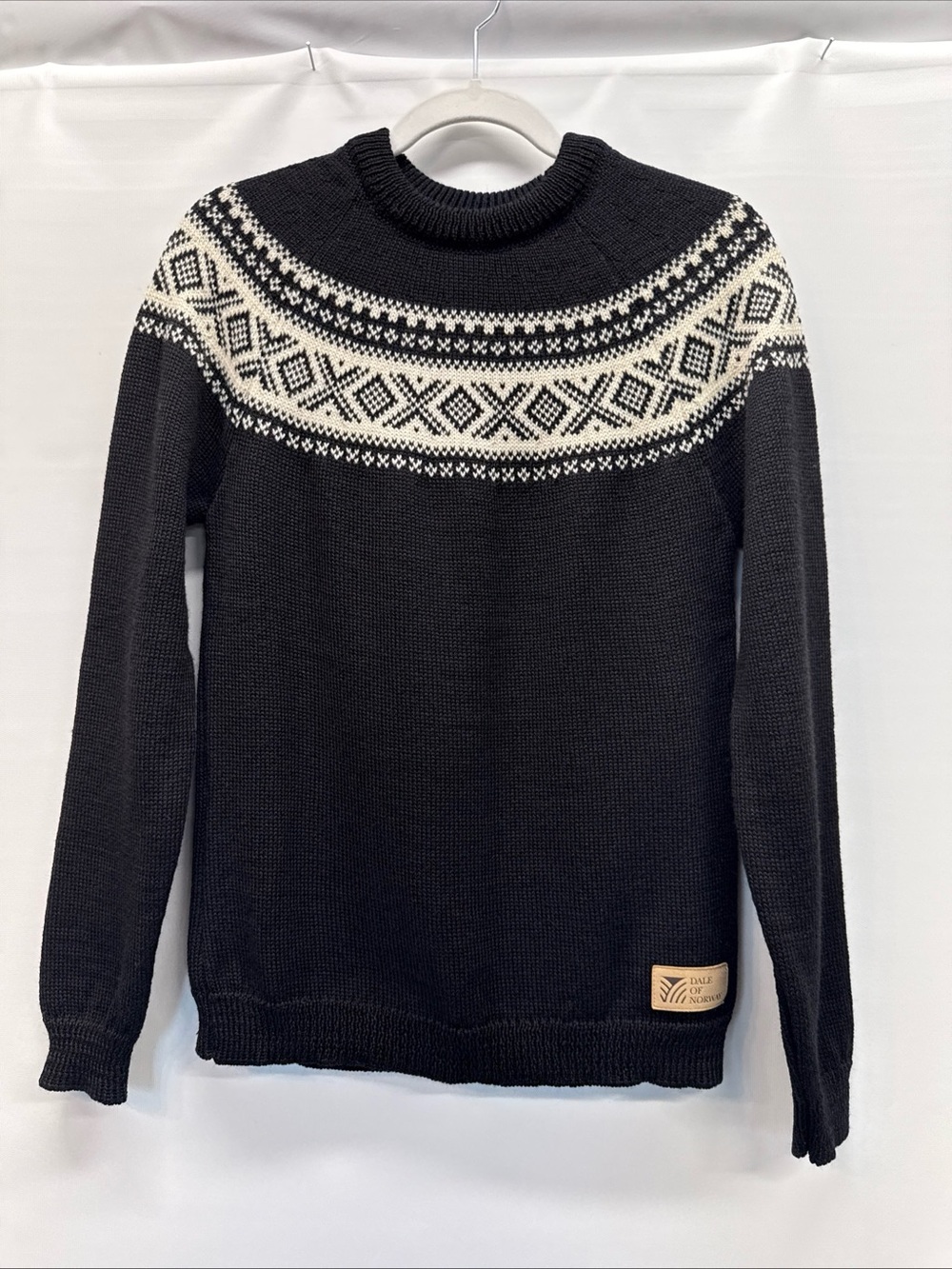 Dale of Norway Geilo Women's Wool Sweater Black Cream Sz M Fair Isle Nordic